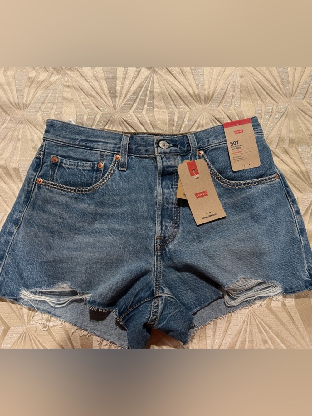 Levi's Blue Distressed Denim Cutoff Shorts
